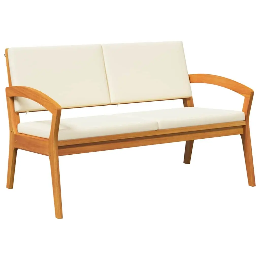 Garden Bench with Cushion Solid Acacia Wood Outdoor Furniture Brown Oil Natural