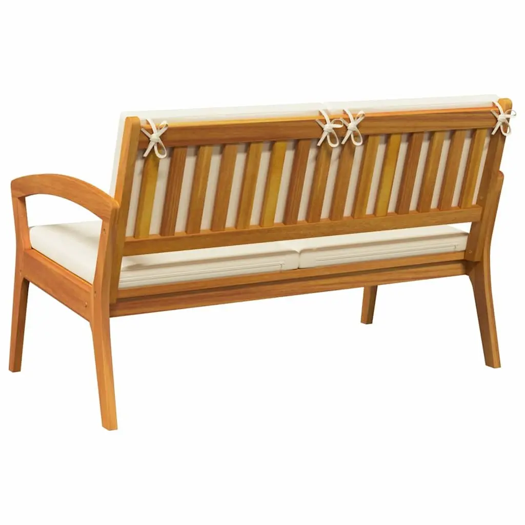 Garden Bench with Cushion Solid Acacia Wood Outdoor Furniture Brown Oil Natural