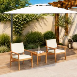 Garden Sofa Set 3 Piece Outdoor Seating Balcony Patio Furniture Cream White