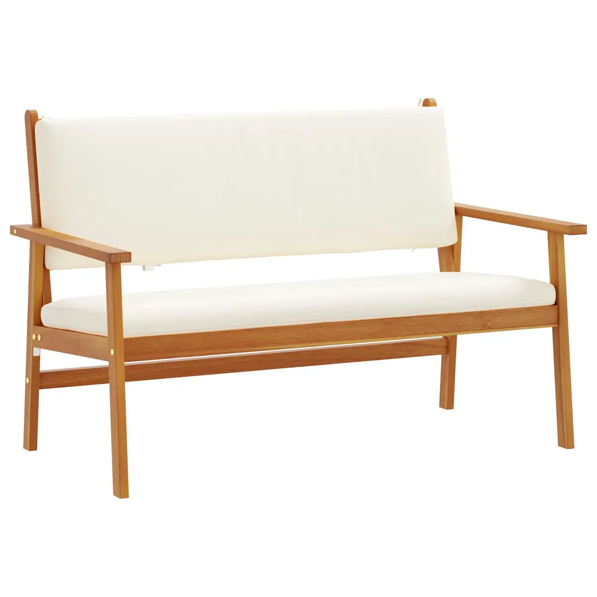 Garden Bench with Cushion Cream White Modern Outdoor Furniture Seating