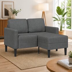L-Shaped 2-Seater Sofa with Chaise Lounge Grey Corner Sectional Couch
