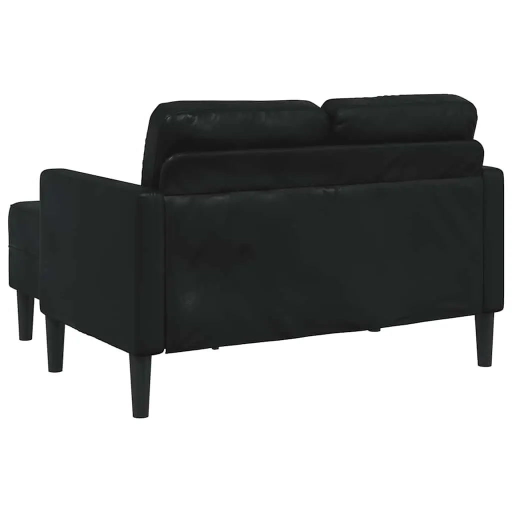 L-Shaped 2-Seater Sofa Black Faux Leather Chaise Lounge Corner Couch