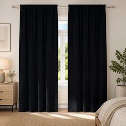 Transform Your Space with Black Velvet Blackout Curtains 140 x 225 cm