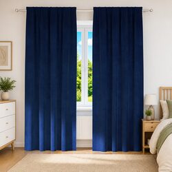 Blackout Curtains 2 pcs Dark Blue 140 x 245 cm Velvet Window Treatment Drapes