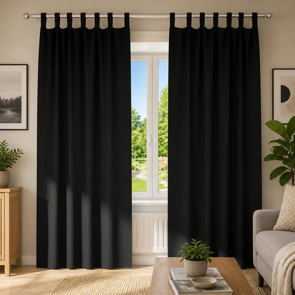 Blackout Curtains 245 x 140 cm 2 pcs Hook and Ring System Light Control Privacy