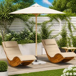 Cream White Round Garden Parasol Ø 217 x 230 cm for Stylish Outdoor Shade
