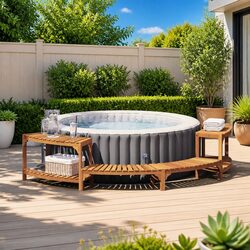 Create a Relaxing Retreat with a Brown Half-Round Hot Tub Surround