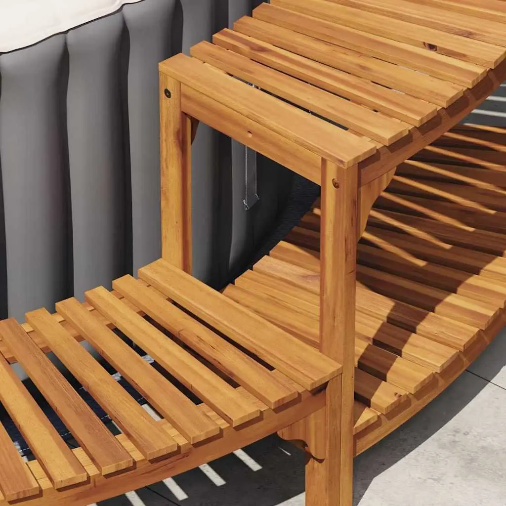 Hot Tub Surround Half-Round Acacia Wood Outdoor Spa Deck 272 x 120 x 55.5 cm Water and UV Resistant