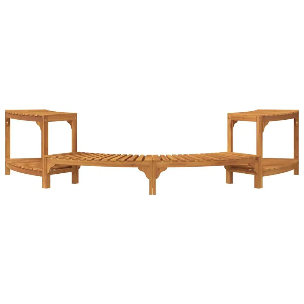 Hot Tub Surround Half-Round Acacia Wood Outdoor Spa Deck 272 x 120 x 55.5 cm Water and UV Resistant
