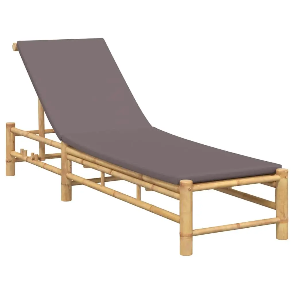 Sun Lounger Bamboo Adjustable Backrest Cushion Seat Outdoor Garden Patio Chair