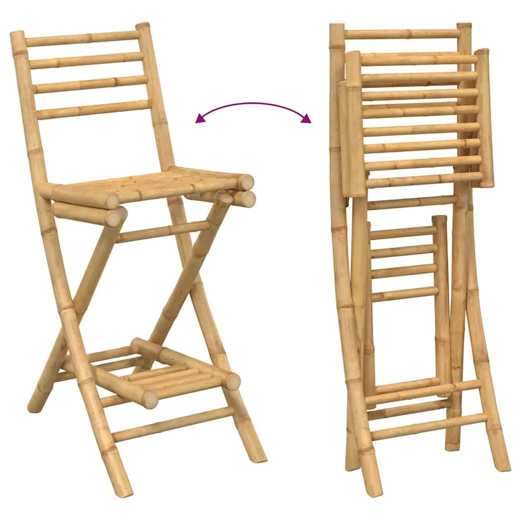 Bamboo Outdoor Furniture Set 3 Piece Foldable Bar Table and Chairs for Garden Patio Brown