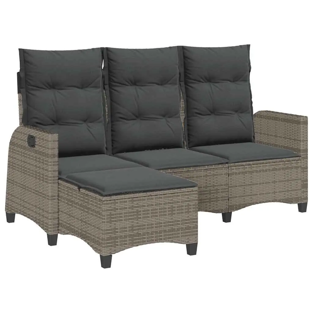 Reclining L-Shaped Garden Sofa Grey Adjustable Backrest Cushions Outdoor Seating