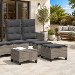 Grey Garden Stools with Cushions - Perfect for Outdoor Living