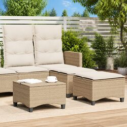 Garden Stools with Cushions 2 pcs Beige 55x55x36 cm Outdoor Footrest