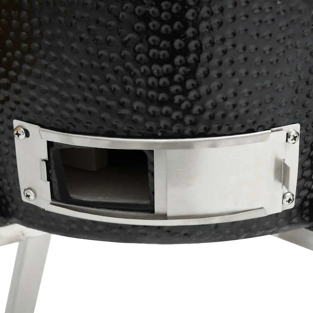 Kamado Barbecue Grill 33cm Ceramic Black Outdoor Cooking Smoker with Hinged Lid and Thermometer