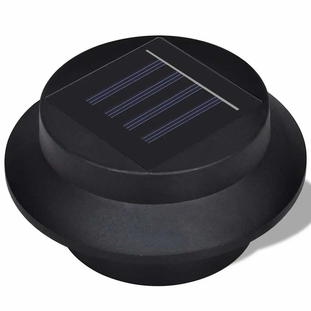 Solar Fence Light Set 6 Piece LED Outdoor Gutter Wall Lamp Black Automatic Dusk to Dawn
