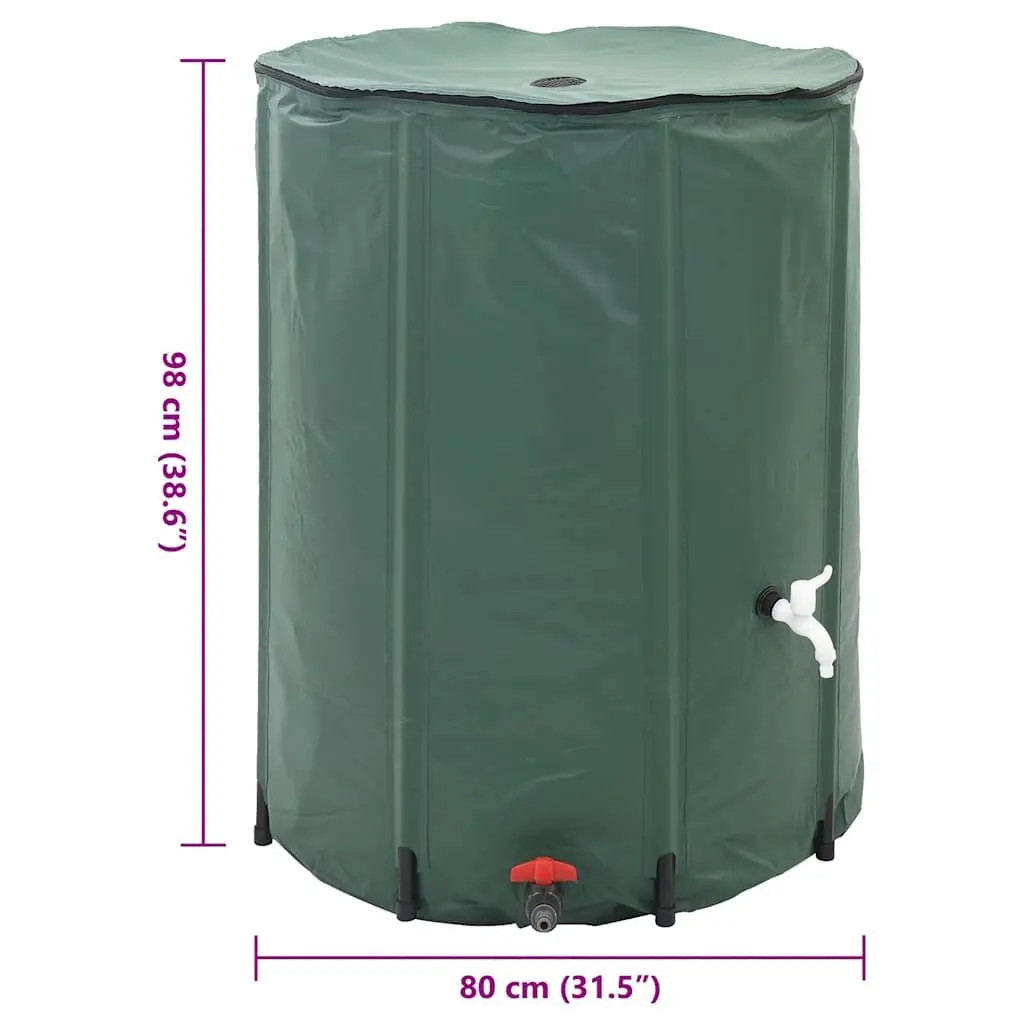 Collapsible Water Tank 500L Green PVC Construction UV Protection Garden Watering Storage System