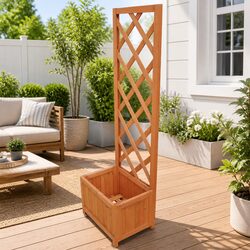 Enhance Your Garden with a Brown Wood Trellis Planter 40x30x135cm