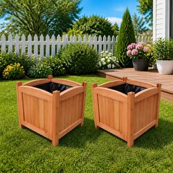 Enhance Your Outdoor Space with Wooden Planter Set of 2