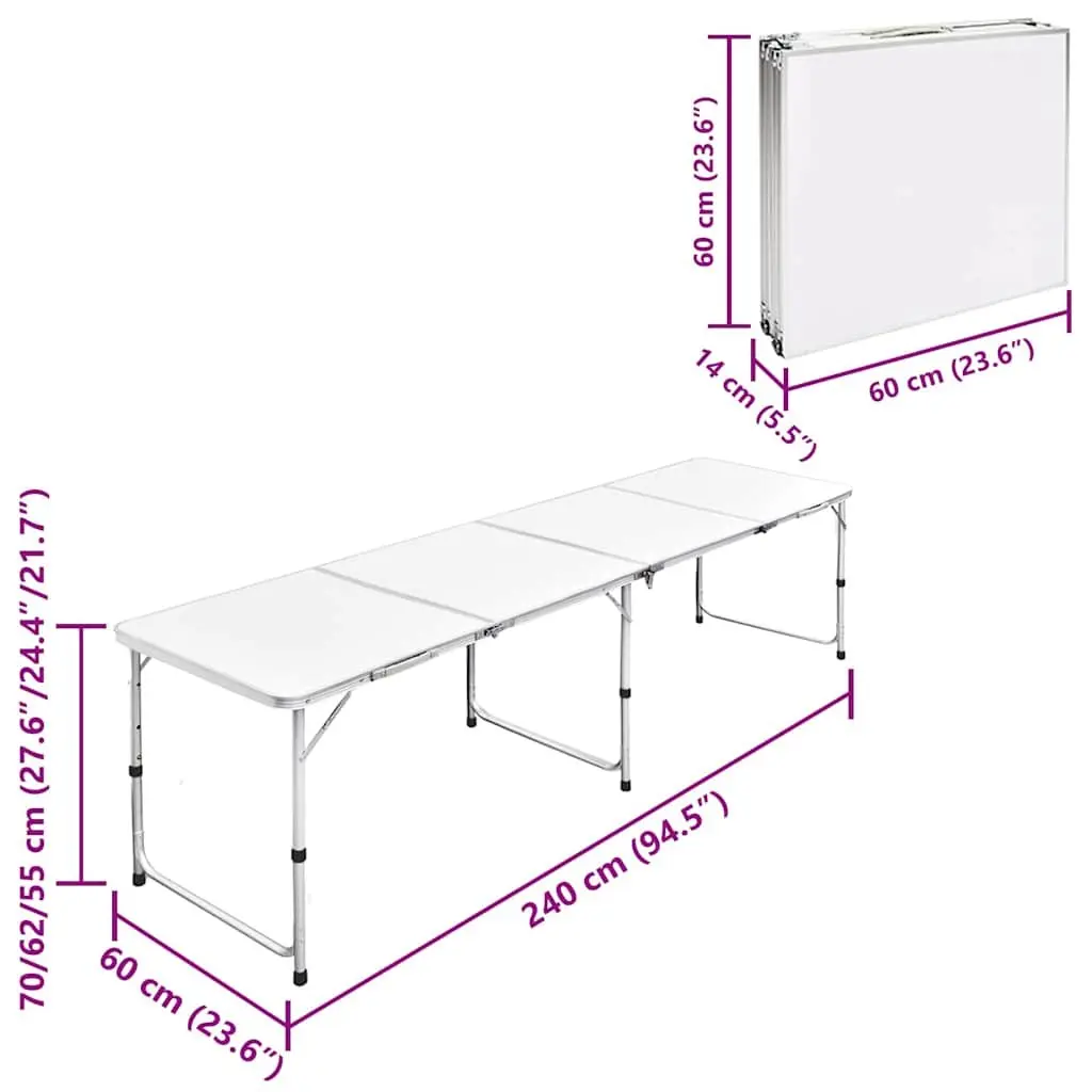 Foldable Camping Table Adjustable Height Portable for Outdoor Picnic Garden