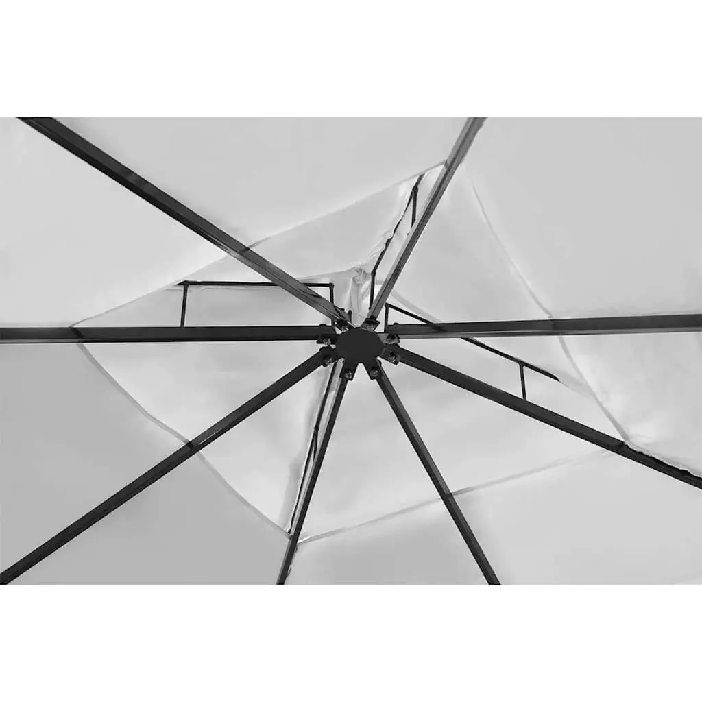Poly Rattan Gazebo 3x4m Outdoor Garden Canopy Cream White Roof