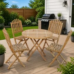 Stylish 5-Piece Outdoor Dining Set with Foldable Chairs