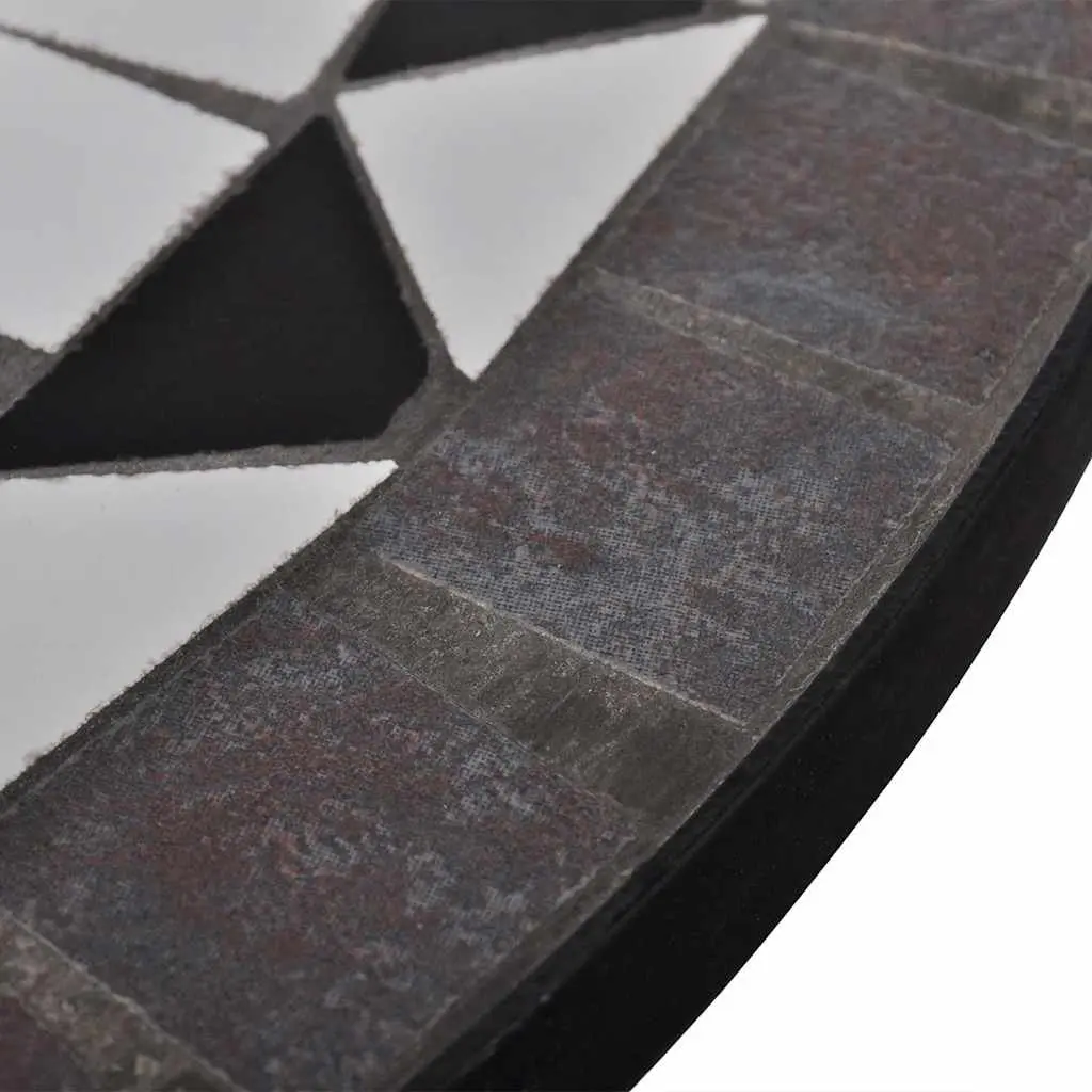 Mosaic Bistro Table 60cm Ceramic Top Black White Powder-coated Iron Frame Outdoor Garden Balcony