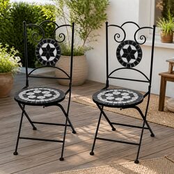 Stylish 2pc Mosaic Design Folding Chairs for Outdoors