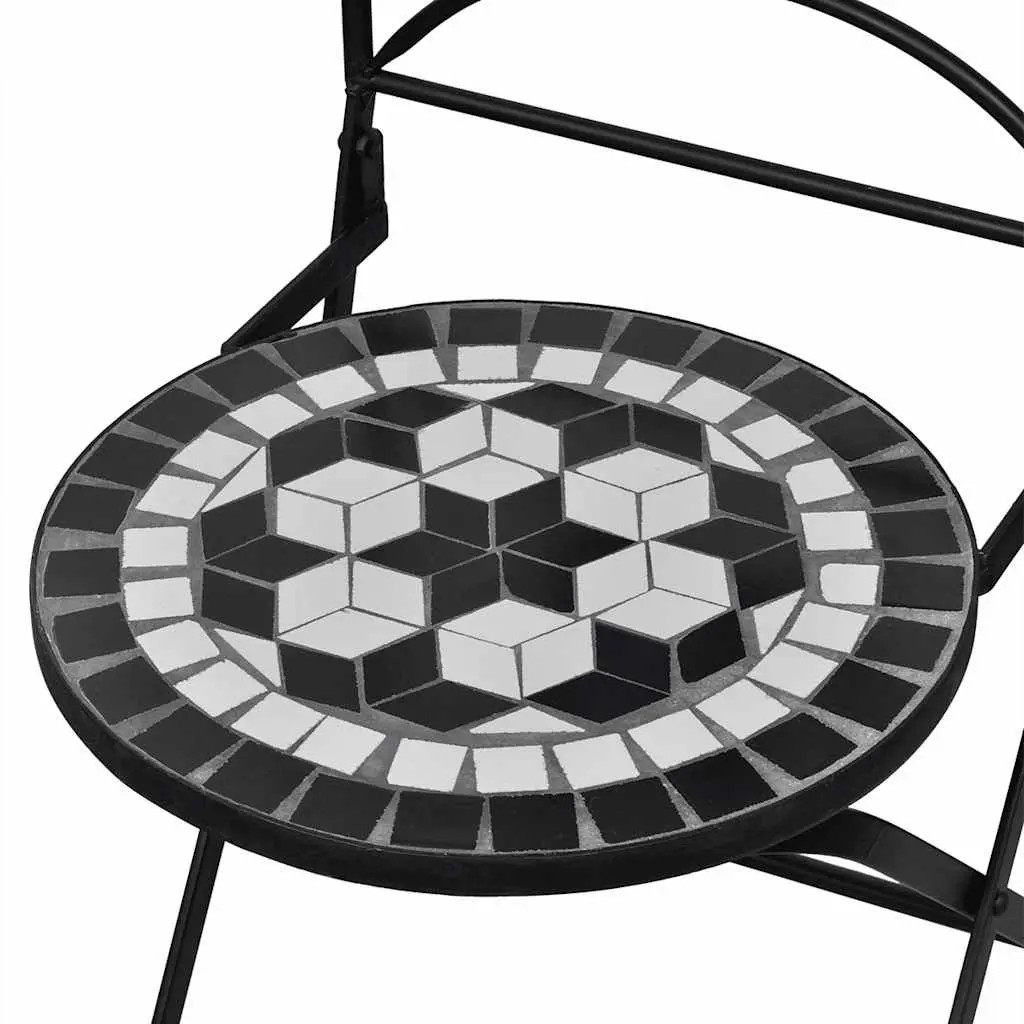 Outdoor Bistro Chairs Set 2pc Folding Garden Patio Seating Mosaic Design