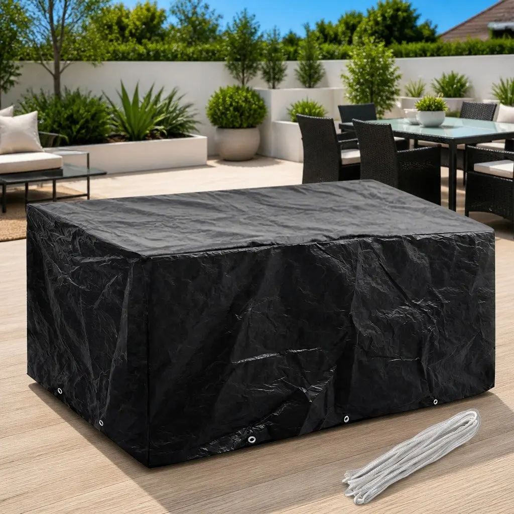 Garden Furniture Cover 240x140x90cm Black Outdoor Rattan Protective Dust Rain UV Resistant
