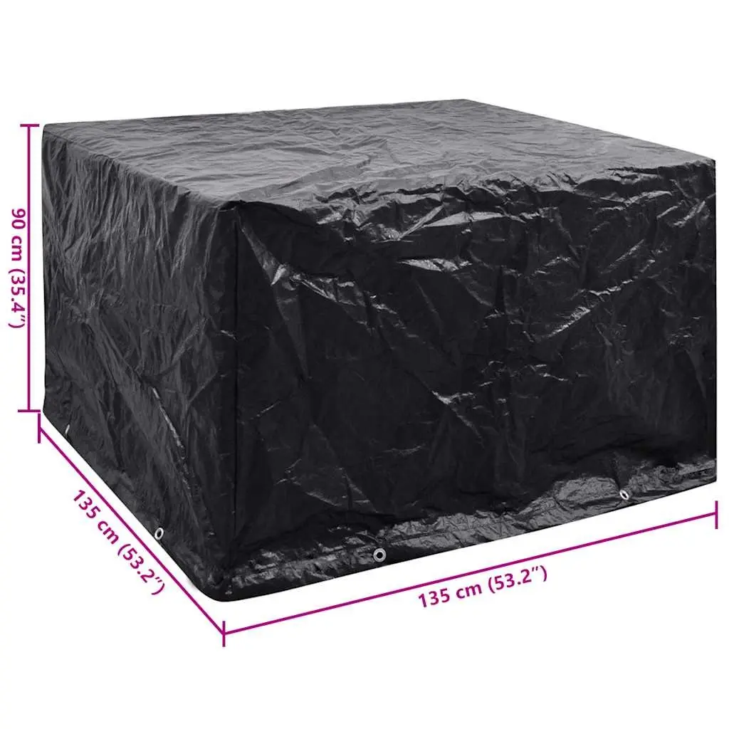 Garden Furniture Cover 135x135x90cm Water-resistant UV-resistant Polyethylene with 8 Eyelets and Fastening Rope