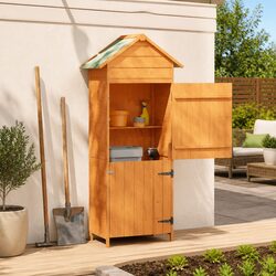Wooden Outdoor Storage Cabinet for a Neat Garden Space