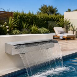 Rectangular Waterfall Pool Fountain Silver 60cm Water Feature Garden Pond Décor