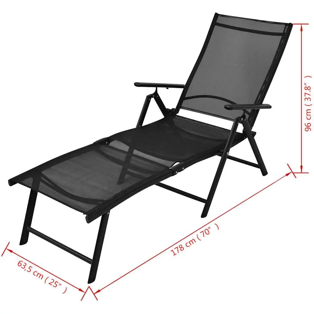 Folding Sun Lounger Lightweight Portable Weatherproof Reclining Lounge Chair