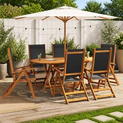 Enhance Your Patio with This 7-Piece Acacia Dining Set