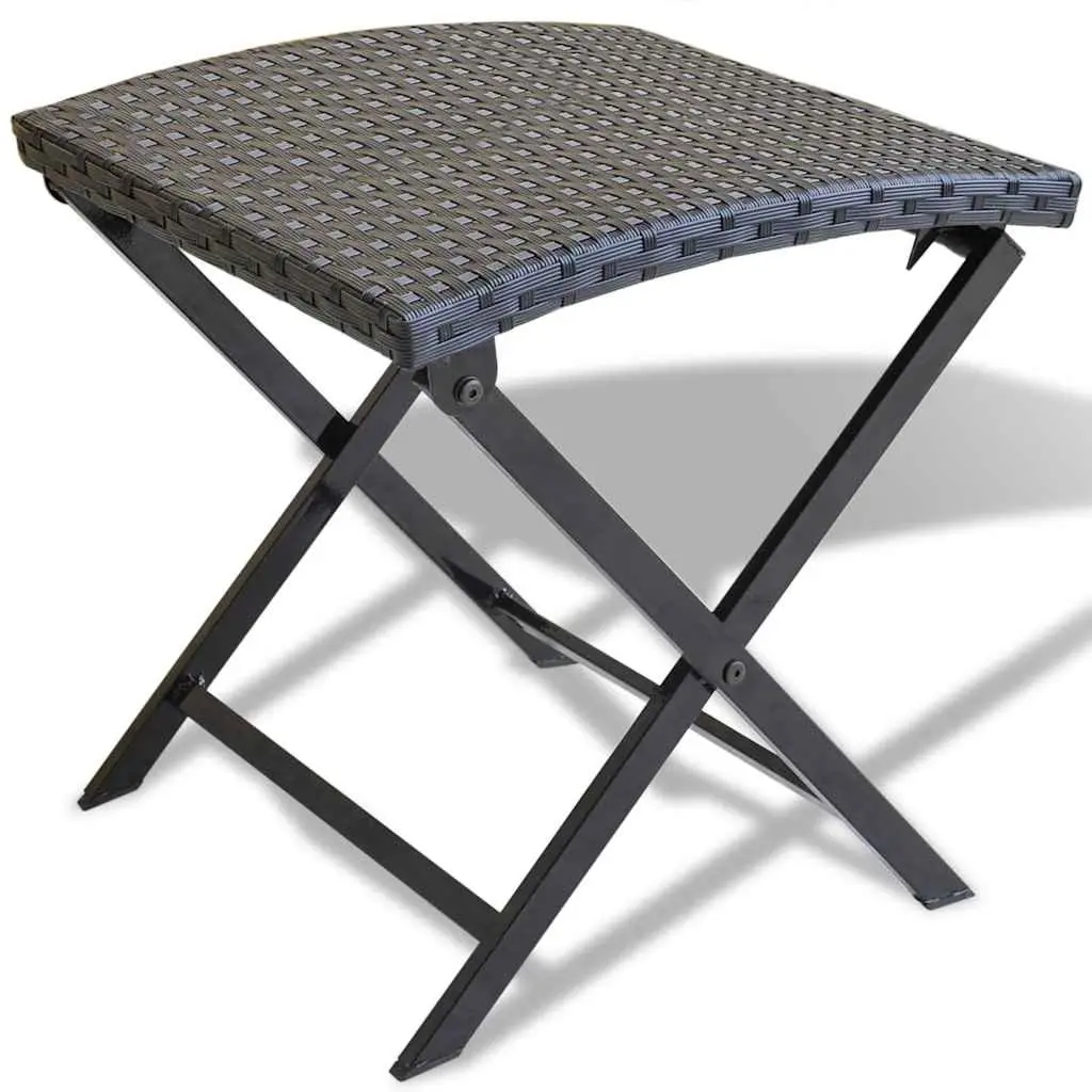 Folding Stool Lightweight Portable Weather-resistant PE Rattan Seat Black