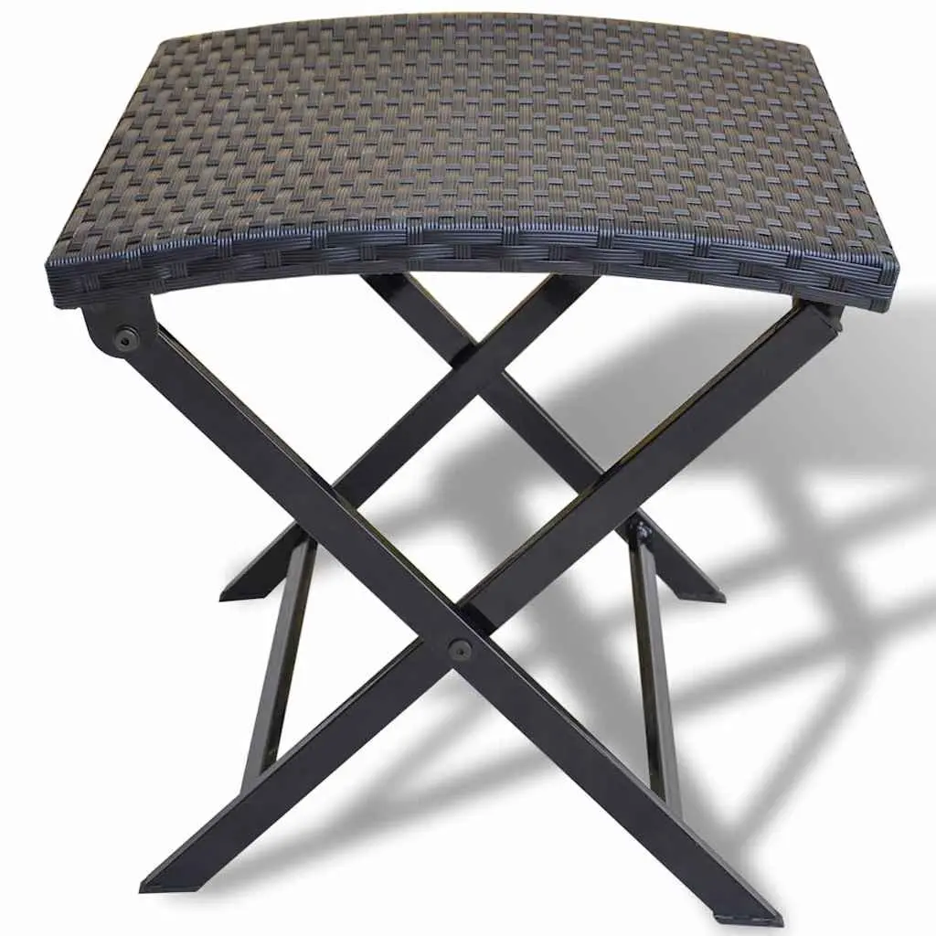 Folding Stool Lightweight Portable Weather-resistant PE Rattan Seat Black