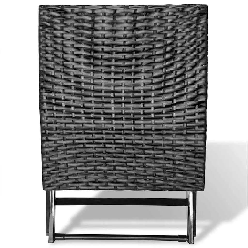 Folding Stool Lightweight Portable Weather-resistant PE Rattan Seat Black