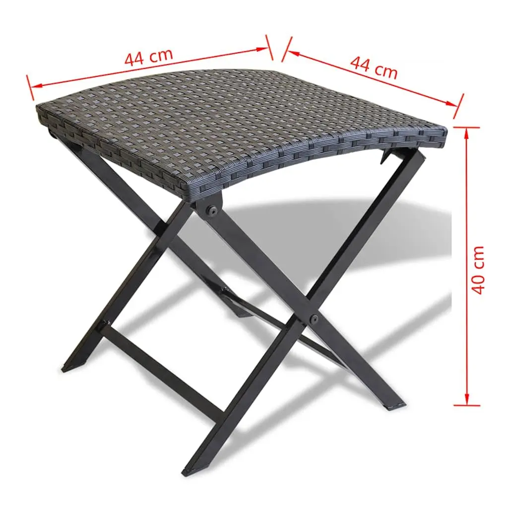 Folding Stool Lightweight Portable Weather-resistant PE Rattan Seat Black