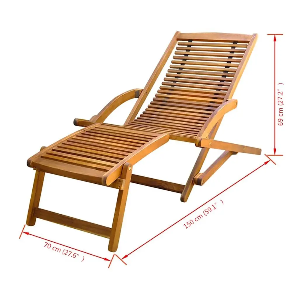 Sun Lounger Deck Chair with Footrest Foldable Garden Patio Relaxer Seating