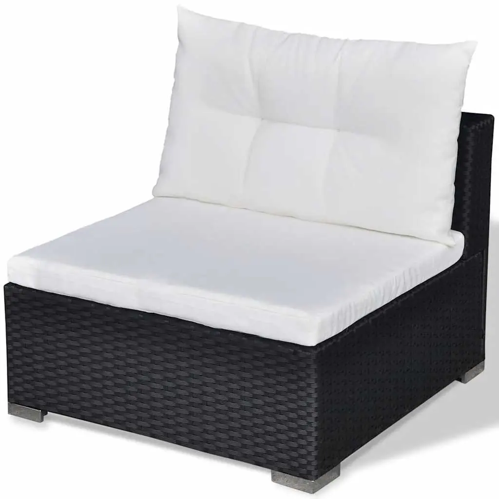 5 Piece Garden Lounge Set Outdoor Patio Rattan Sofa with Cushions Black