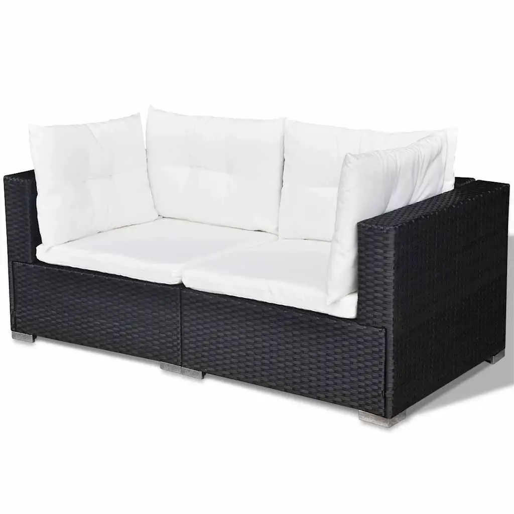 Garden Lounge Set 6 Piece Outdoor Patio Furniture Black PE Rattan Sofa