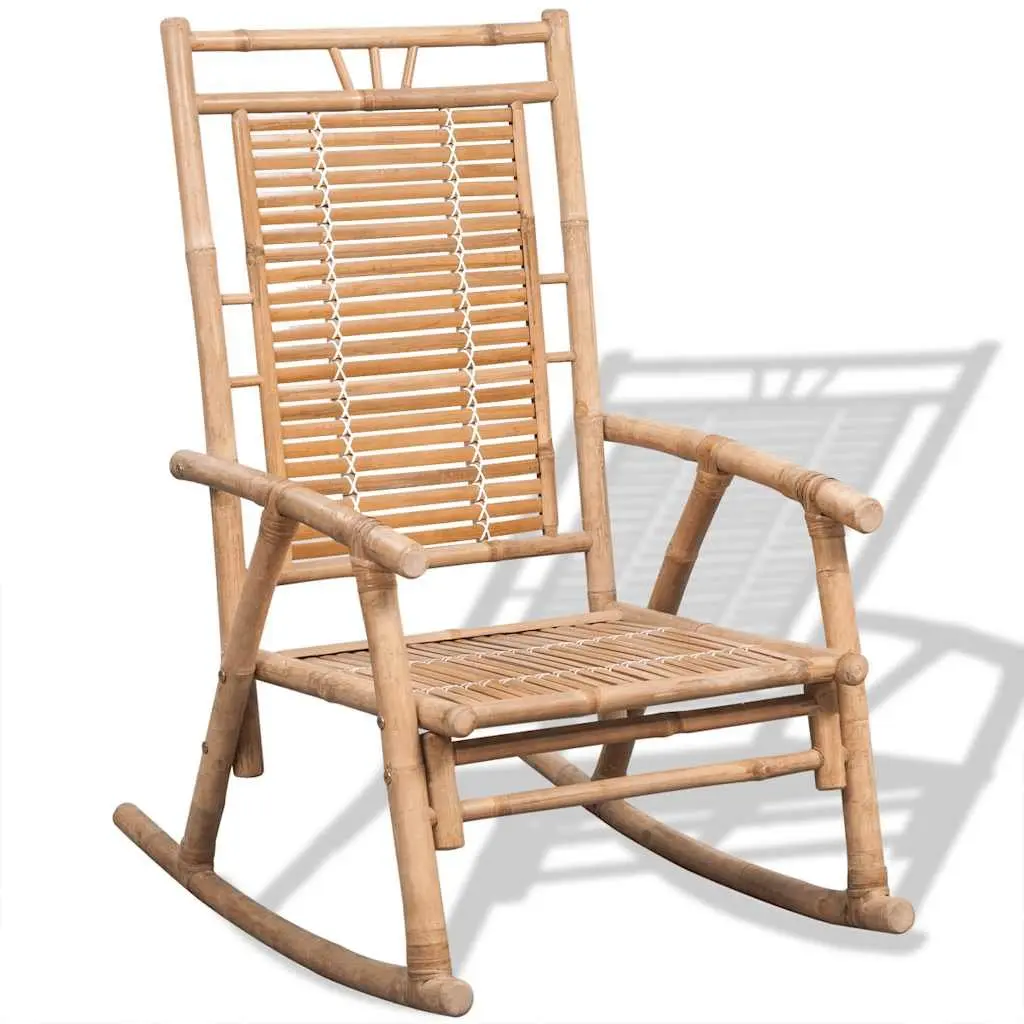 Bamboo Rocking Chair Brown Indoor Outdoor Relaxation Furniture for Garden Patio