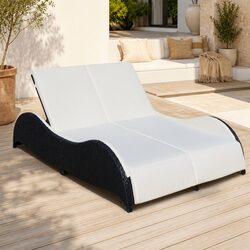 Rattan Daybed for Two with Cushions and Adjustable Features