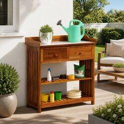 Garden Cabinet Solid Acacia Wood Brown Outdoor Storage Furniture 93 x 41.5 x