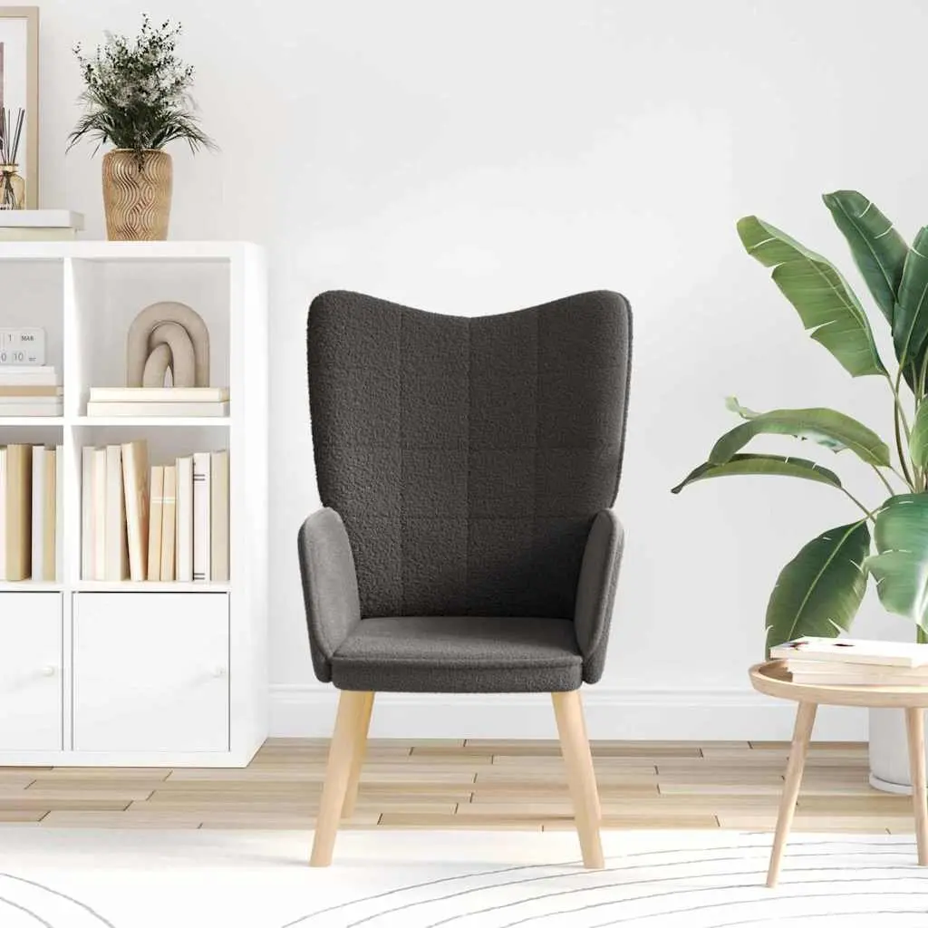 Armchair Dark Grey Sherpa Fabric Ergonomic Padded Armrests for Living Room Bedroom Relax Lounge