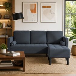 Grey Modular Sofa Set with Cushion Modern Living Room Furniture Compact Design