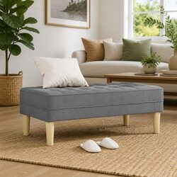 Elevate Your Space with a Light Grey Modern Ottoman Bench
