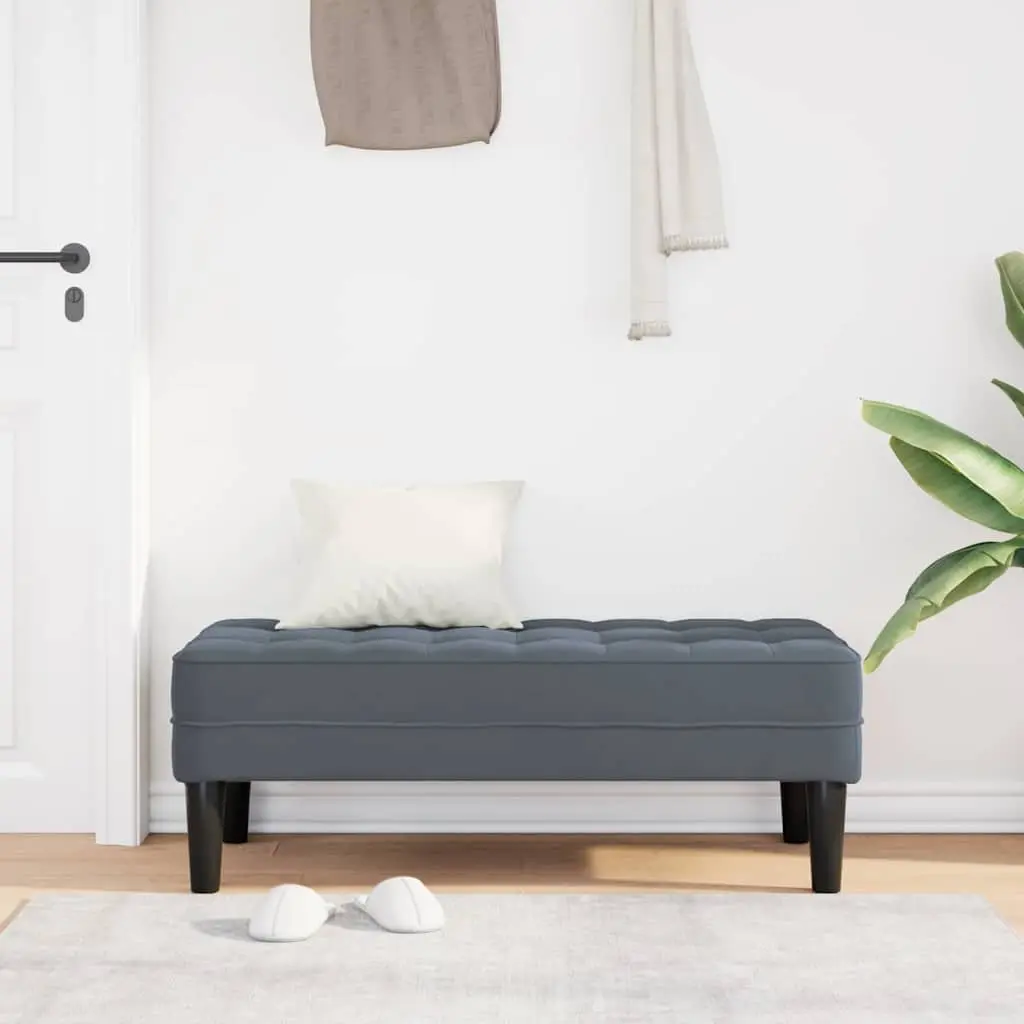 Bench Ottoman with Cushion Dark Grey 113 x 57 x 39 cm Velvet Seating