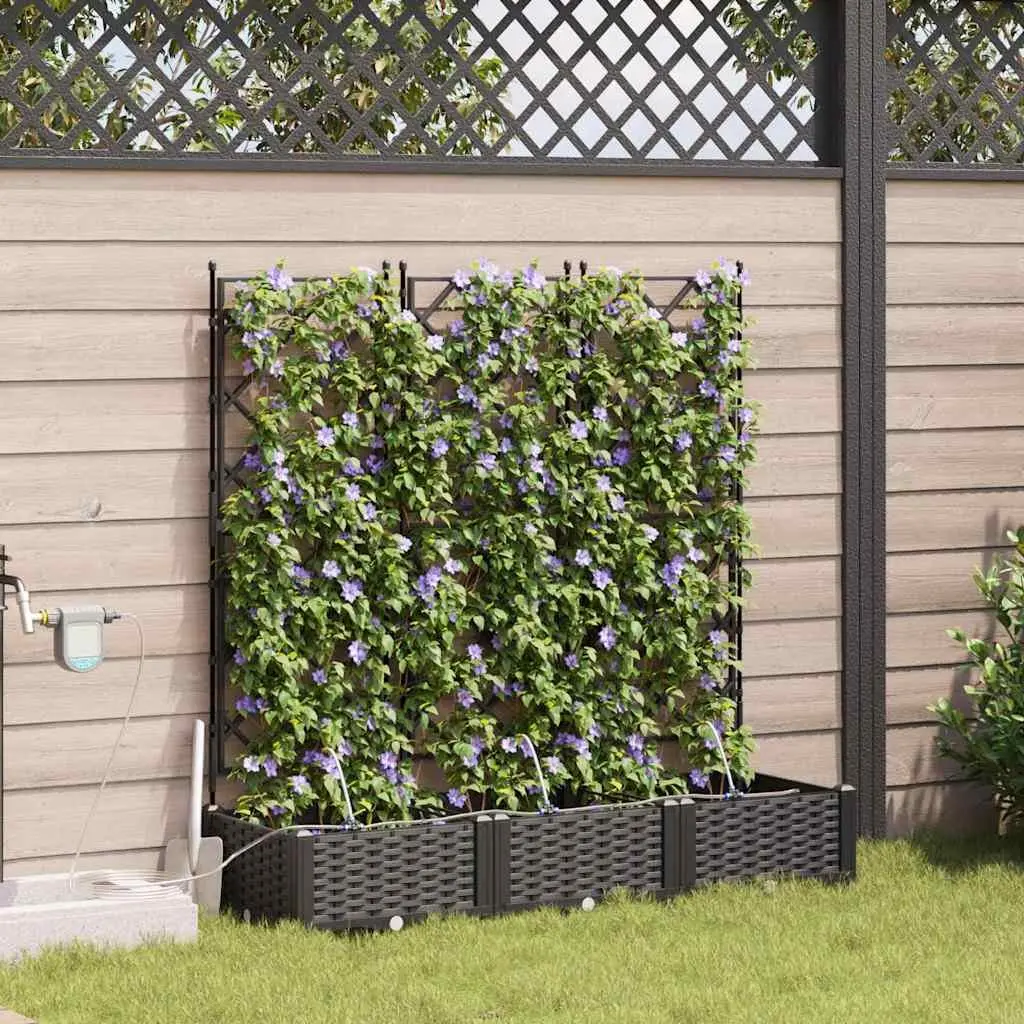 Garden Planter Pot 3 Piece Set Black Large Spacious Modern Outdoor